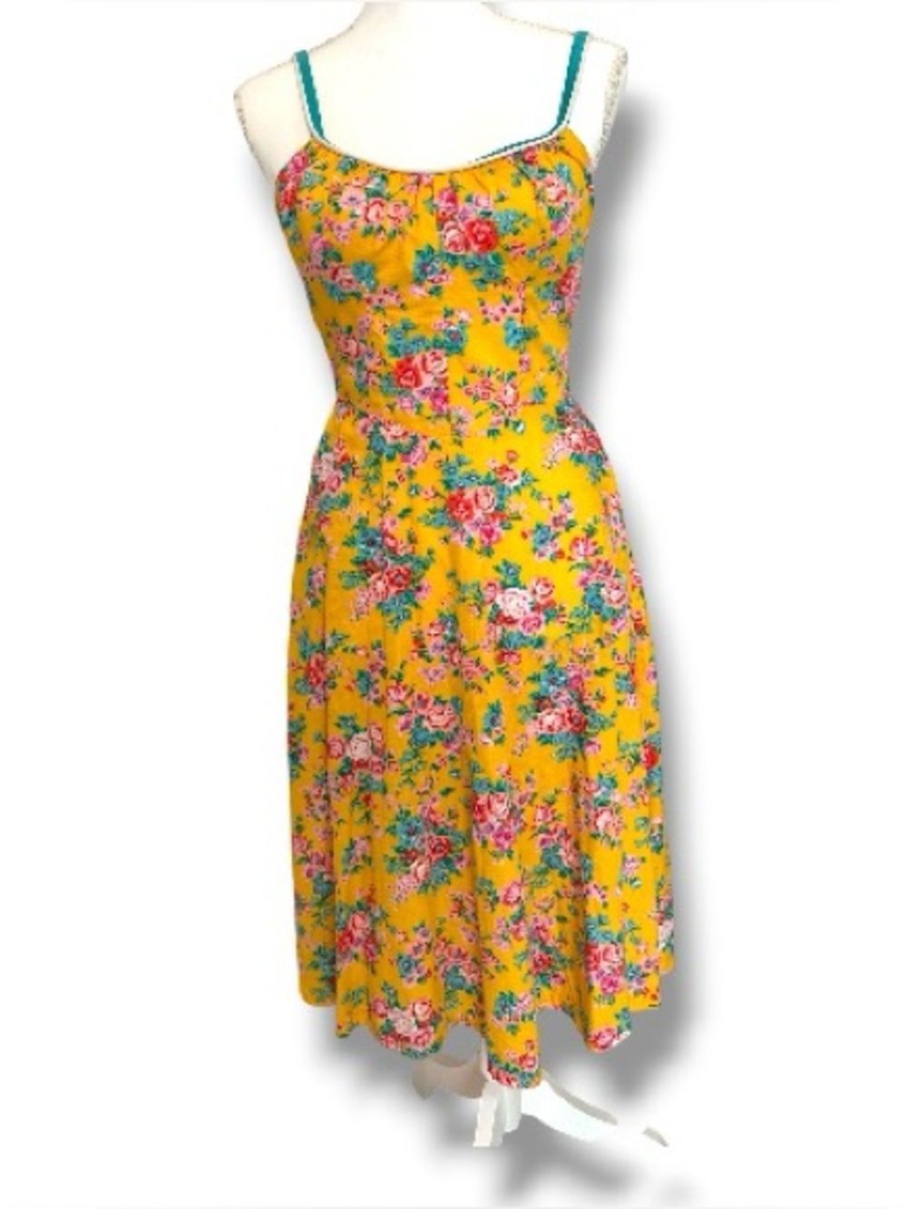 Vintage De Weese Design Floral Swim Dress Yellow Pink SP Petite